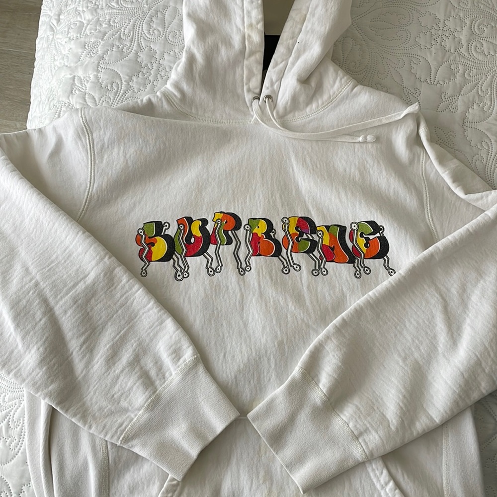 Supreme retro letters white hoodie